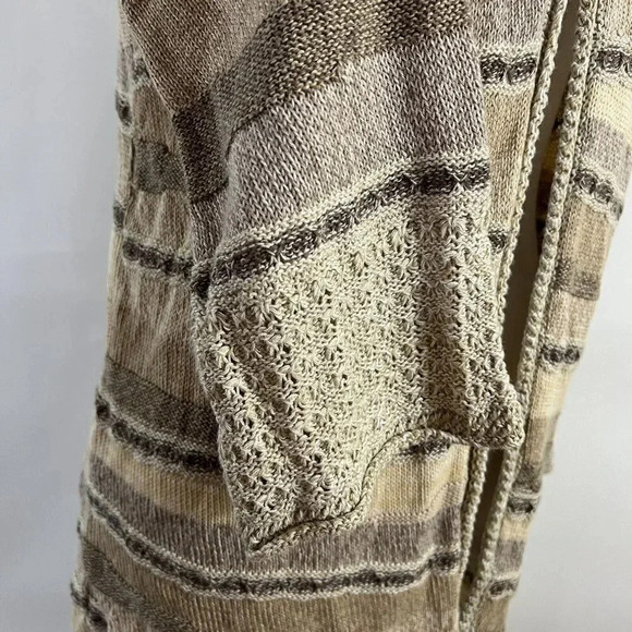 JM Collection Sand Oatmeal Tan Striped One Button Cardigan Sweater Medium Womens - Picture 8 of 9
